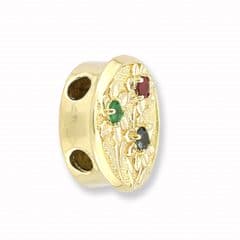 SL261 14kt Yellow Gold Emerald and Ruby and Blue Sapphire angle