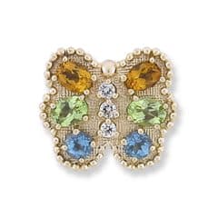 SL300 14kt Yellow Gold Diamond and Citrine and Peridot and Swiss Blue Topaz top