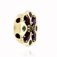 SL375 14kt Yellow Gold Peridot and Amethyst and Swiss Blue Topaz angle