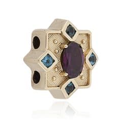 SL388 14kt Yellow Gold Amethyst and Swiss Blue Topaz angle