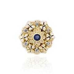 SL443 14kt Yellow Gold Blue Sapphire and Diamond top
