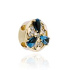 SL454 14kt Yellow Gold Diamond and London Blue Topaz angle