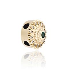 SL495 14kt Yellow Gold Emerald and Diamond angle