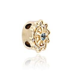 SL517 14kt Yellow Gold Swiss Blue Topaz and Diamond angle