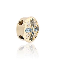 SL522 14kt Yellow Gold Aquamarine and Diamond angle