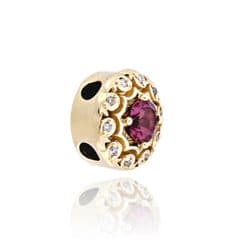 SL535 14kt Yellow Gold Rhodolite and Diamond angle