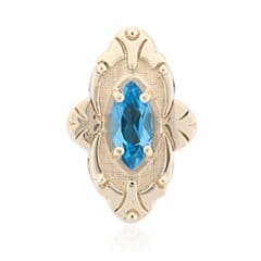 SL623 14kt Yellow Gold Swiss Blue Topaz top