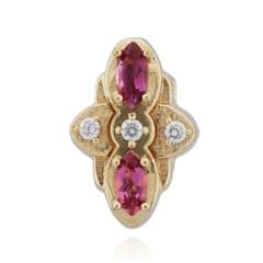 SL624 14kt Yellow Gold Diamond and Diamond and Pink Tourmaline top