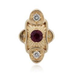 SL625 14kt Yellow Gold Ruby and Diamond top