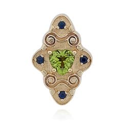 SL629 14kt Yellow Gold Peridot and Blue Sapphire top