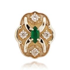 SL632 14kt Yellow Gold Emerald and Cubic Zirconia top