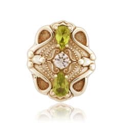 SL635 14kt Yellow Gold Cubic Zirconia and Peridot top