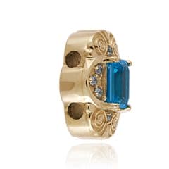 SL637 14kt Yellow Gold Swiss Blue Topaz and Diamond angle