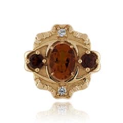 SL654 14kt Yellow Gold Citrine and Garnet and Diamond top