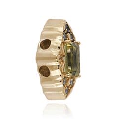 SL672 14kt Yellow Gold Peridot and Diamond angle