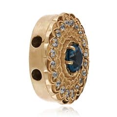 SL678 14kt Yellow Gold London Blue Topaz and Diamond angle