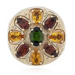 SL682 14kt Yellow Gold Green Tourmaline and Citrine and Garnet top