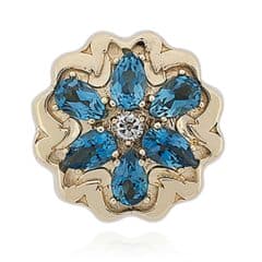 SL687 14kt Yellow Gold Diamond and Swiss Blue Topaz top