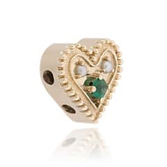 SL694 14kt Yellow Gold Emerald and Pearl angle