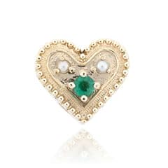 SL694 14kt Yellow Gold Emerald and Pearl top