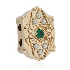 SL736 14kt Yellow Gold Emerald and Pearl angle